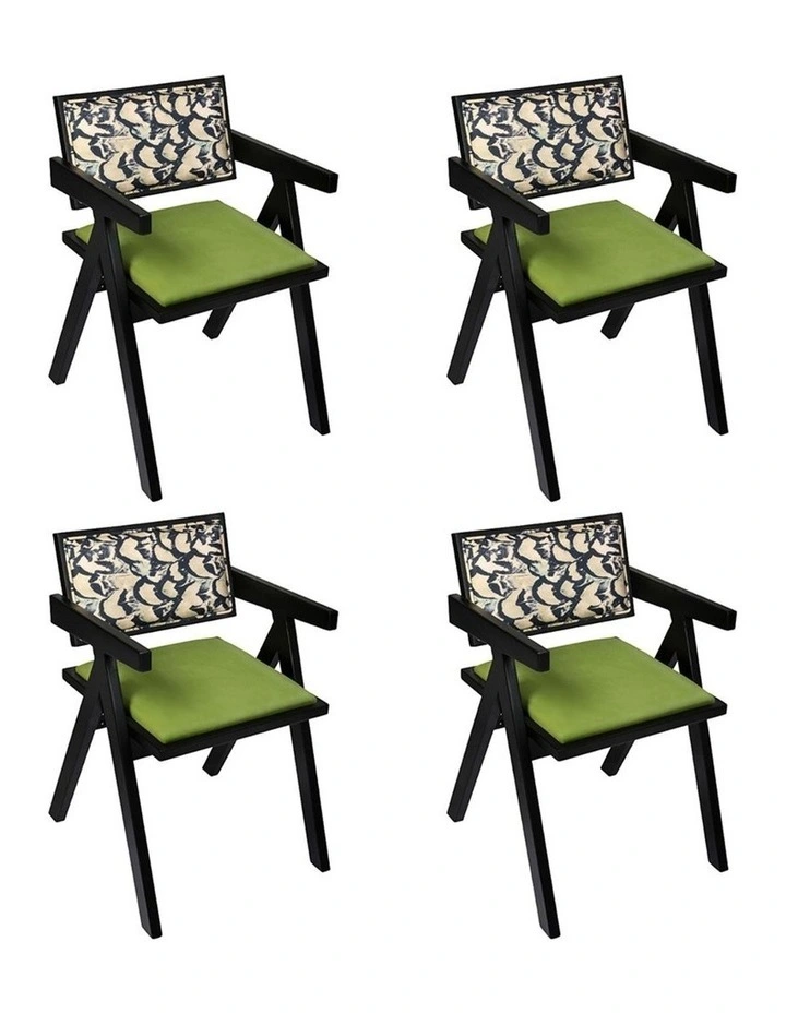 Levede 4x Dining Chair Solid Wood Armchair Accent Chair Retro Backrest Chair image 1
