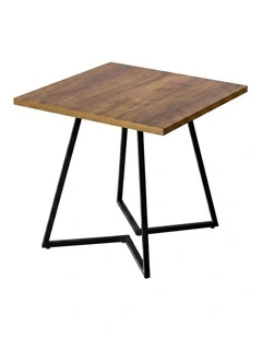 Levede Dining Table 80cm Square Dining Table 4 Seater Wood Top Black Metal