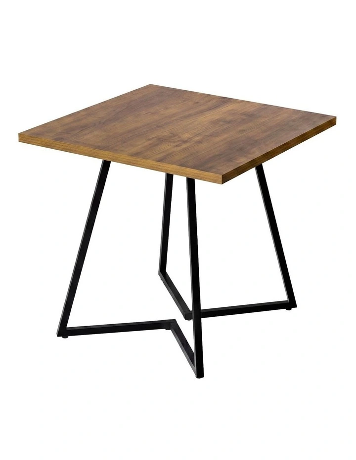 Levede Dining Table 80cm Square Dining Table 4 Seater Wood Top Black Metal image 1