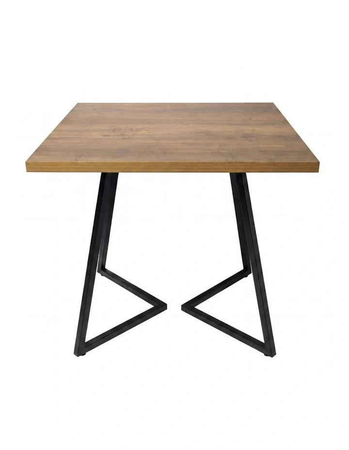 Levede Dining Table 80cm Square Dining Table 4 Seater Wood Top Black Metal image 2