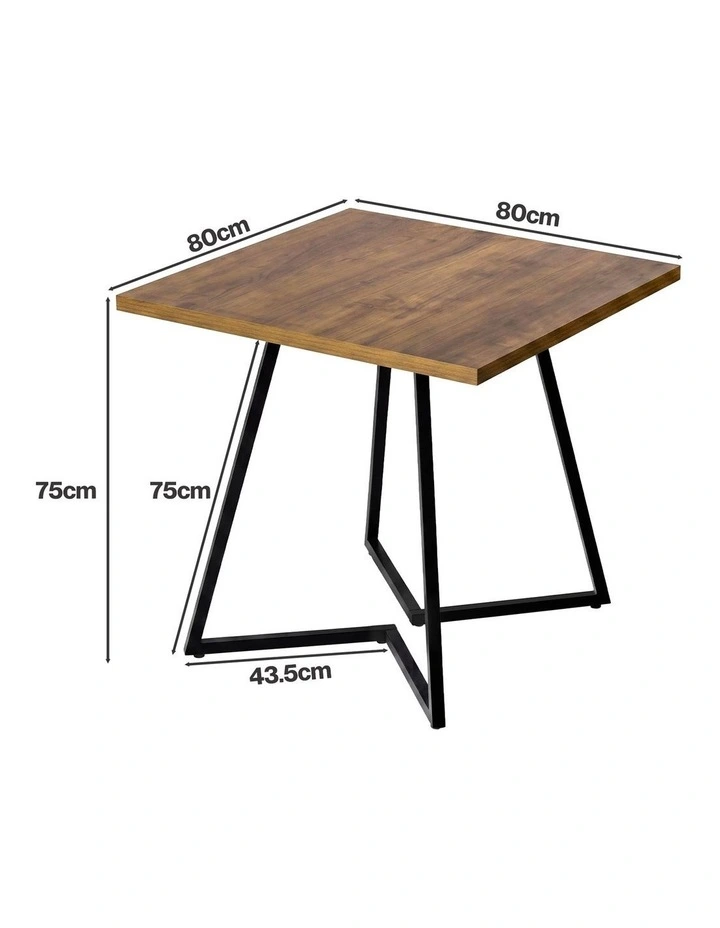Levede Dining Table 80cm Square Dining Table 4 Seater Wood Top Black Metal image 3