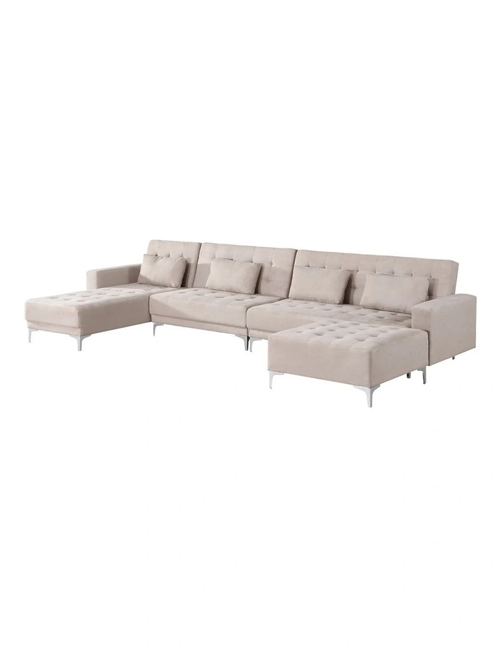 Levede Sofa Bed U-Shaped Couches 339cm 5-6 Seater Suede Brown Living Room image 1