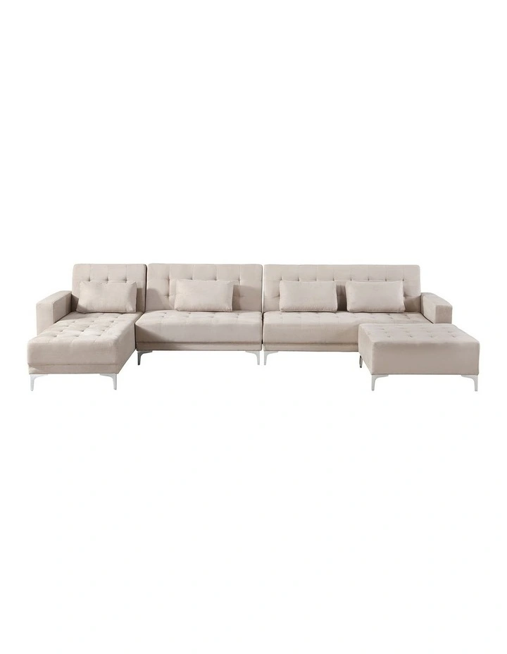 Levede Sofa Bed U-Shaped Couches 339cm 5-6 Seater Suede Brown Living Room image 2
