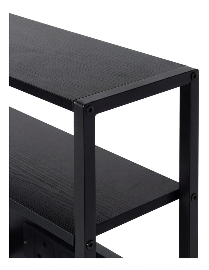 Levede Bedside Table with Charging Station LED Lights Black image 5