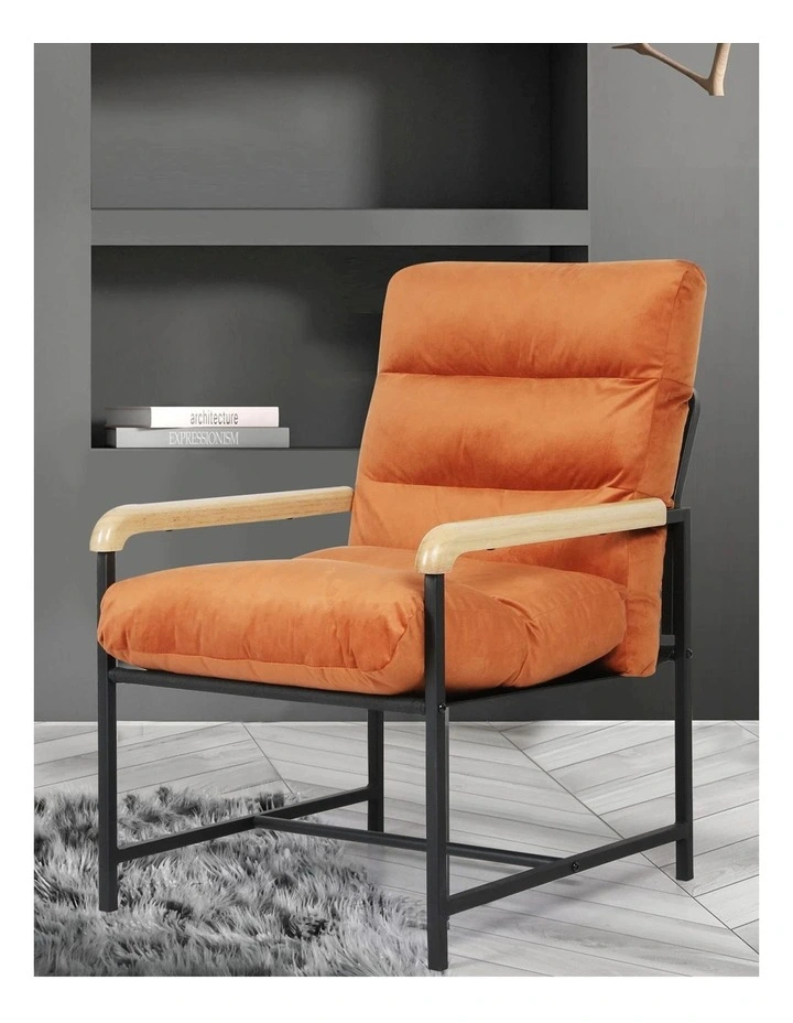 Levede Metal Frame Accent Armchair Velvet Lounge Sofa Soft Cushion Sturdy Seat image 5
