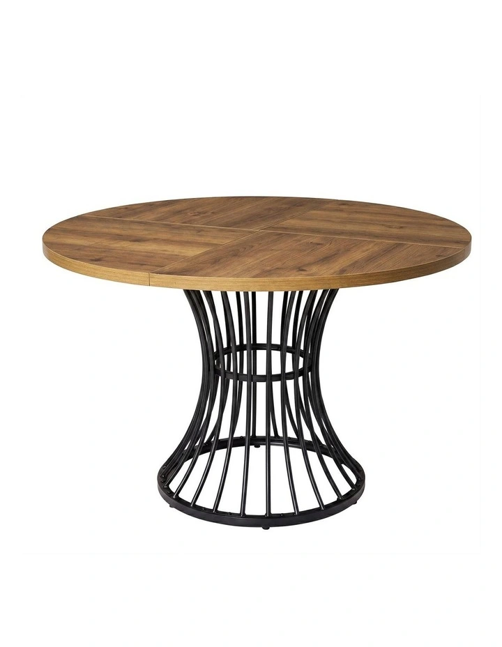 Levede Dining Table 120cm Round Dining Table 30mm MDF Retro Brown image 1