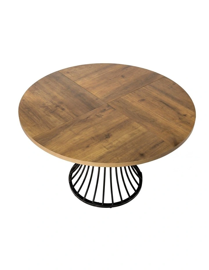 Levede Dining Table 120cm Round Dining Table 30mm MDF Retro Brown image 2
