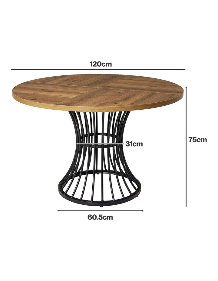 Levede Dining Table 120cm Round Dining Table 30mm MDF Retro Brown image 3