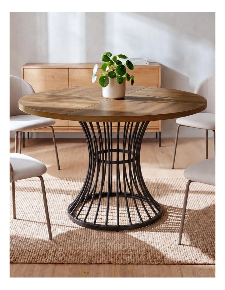 Levede Dining Table 120cm Round Dining Table 30mm MDF Retro Brown image 5