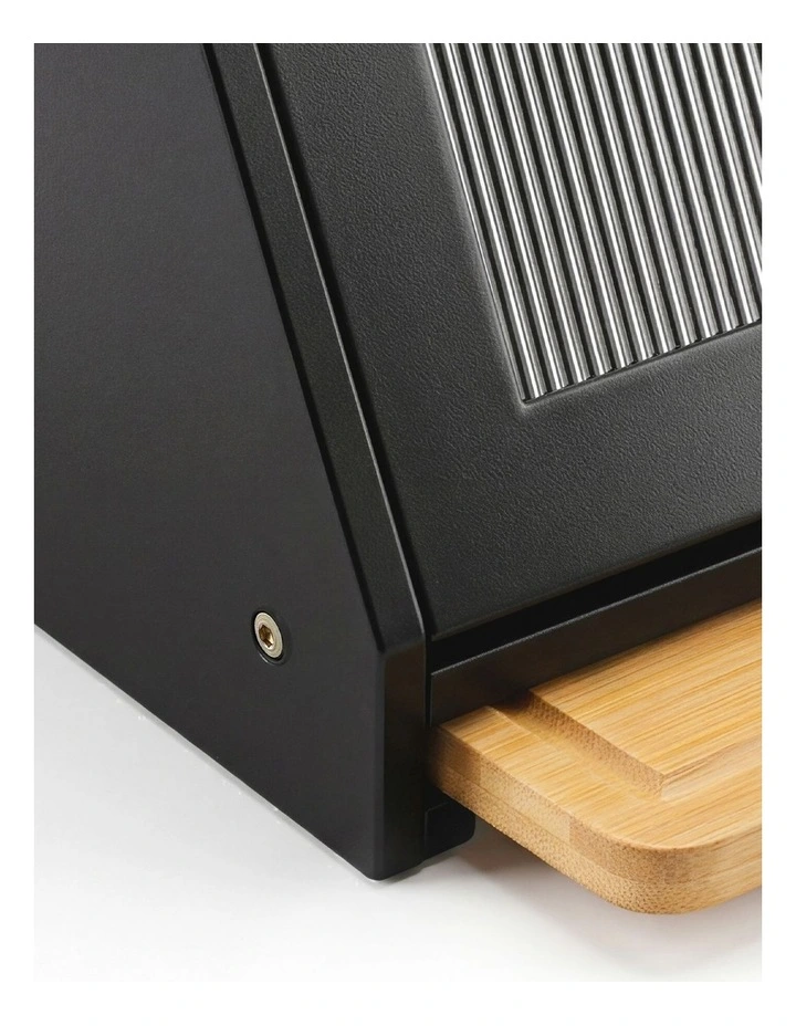 Toque Bread Box Bamboo Bread Storage Container with Cutting Board Black image 5