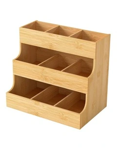 Toque Vertical Bamboo Tea Organizer Holds 180 Tea Bags for Tea Storage for Home