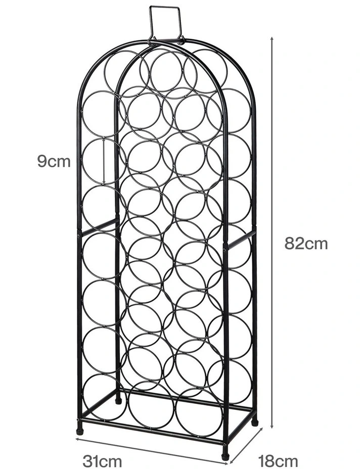Levede 23 Bottle Wine Rack Kitchen Home Floor Storage Organiser Metal Black image 3