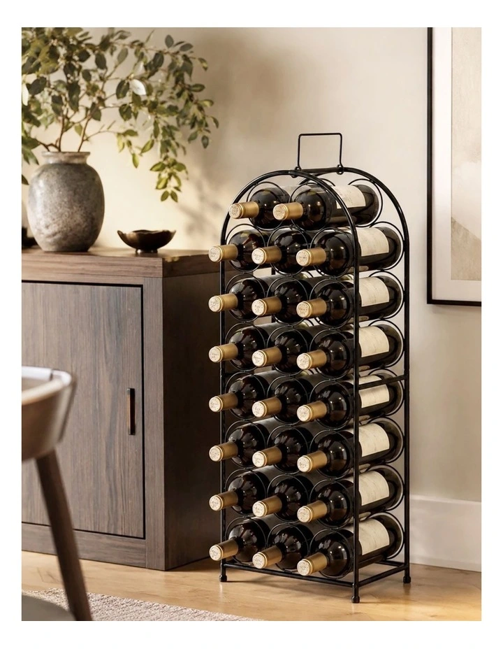 Levede 23 Bottle Wine Rack Kitchen Home Floor Storage Organiser Metal Black image 4