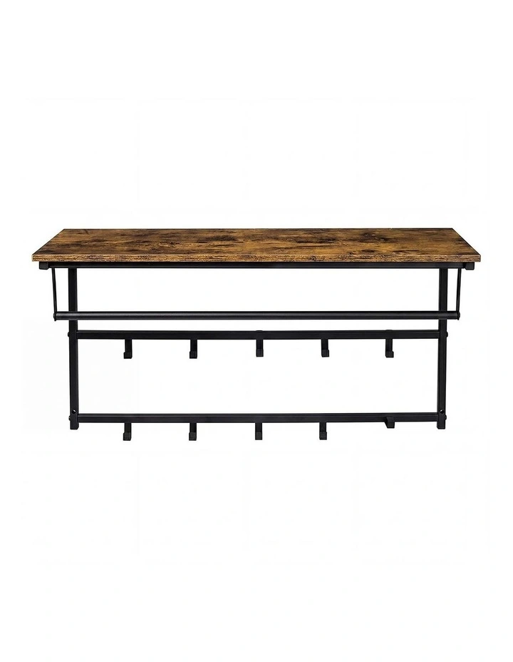 Levede Floating Shelves 10kg Wall Shelf Hooks Coat Rack Metal Wood Black image 2