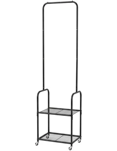 Levede Clothes Rack Heavy Duty Garment Rack 2 Shelf Locking Wheels Bedroom Black