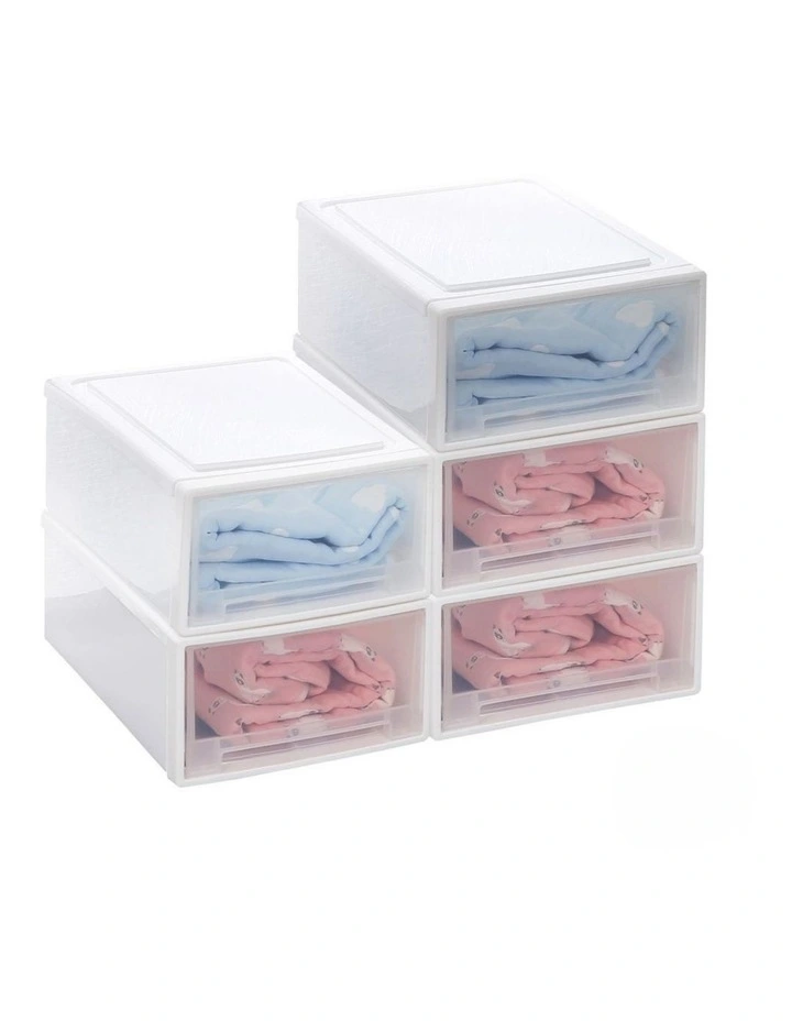 Traderight Group Large Storage Box Stackable Containers 5PK 17L Wardrobe Clothes Organisation image 2