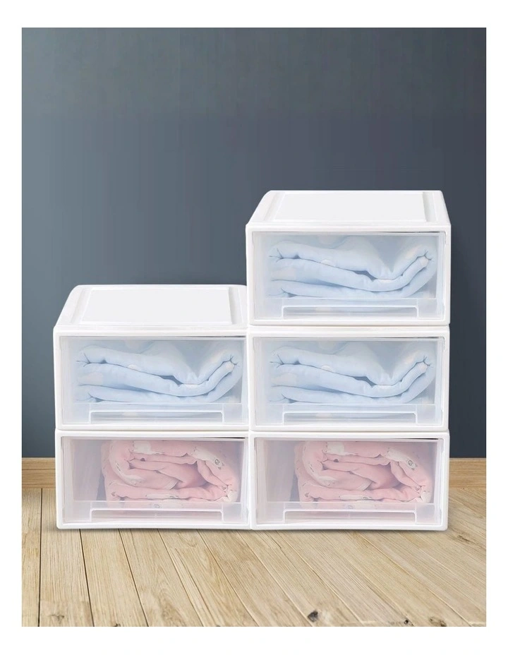 Traderight Group Large Storage Box Stackable Containers 5PK 17L Wardrobe Clothes Organisation image 7