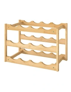 Toque Bamboo Wine Rack 12 Bottle Organizer 3-Tier Storage Display Home Decor