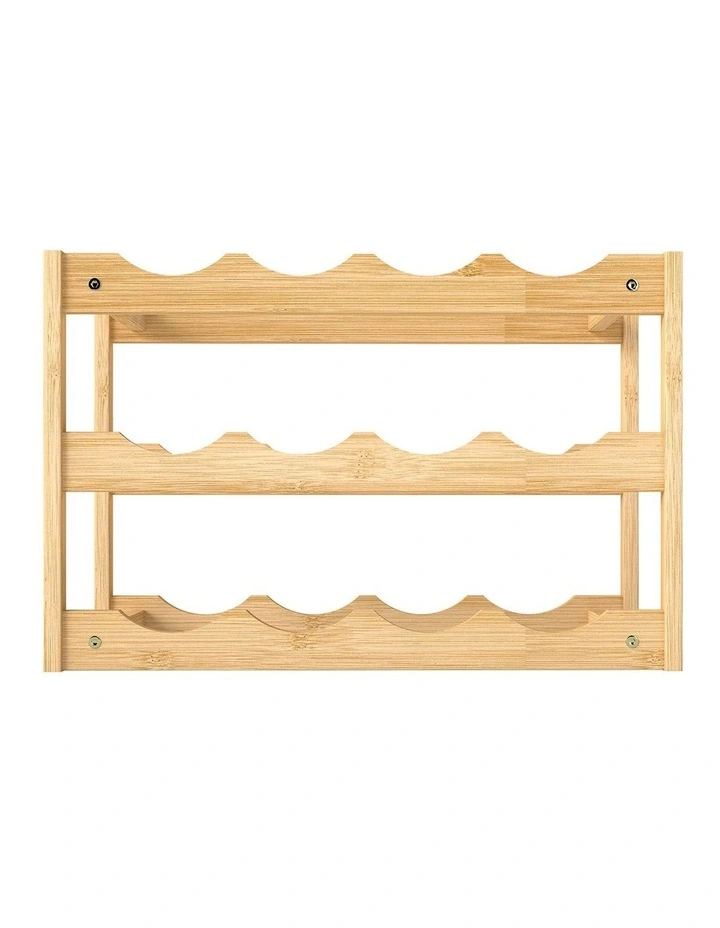 Toque Bamboo Wine Rack 12 Bottle Organizer 3-Tier Storage Display Home Decor image 2