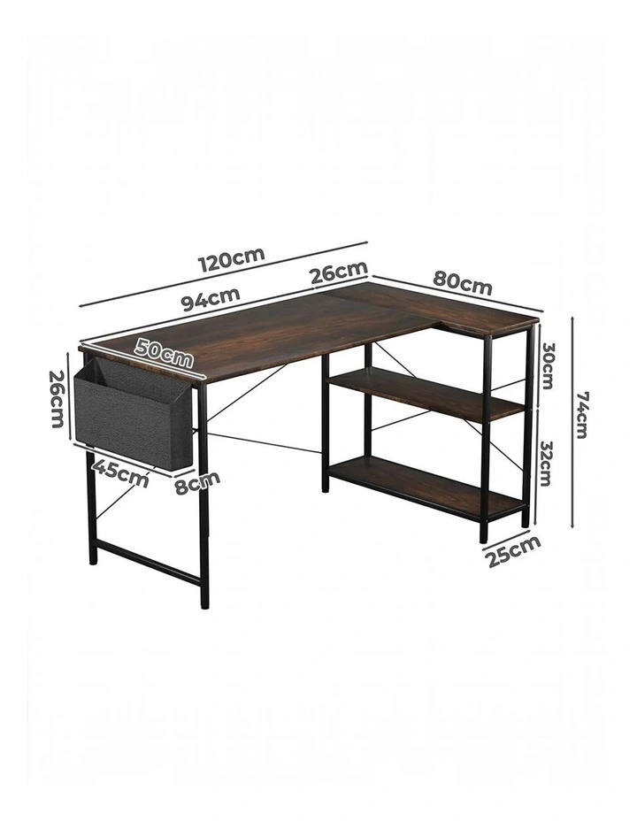 L Shaped 120cm Brown Computer Desk for Home Office image 3