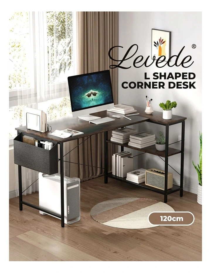 L Shaped 120cm Brown Computer Desk for Home Office image 4