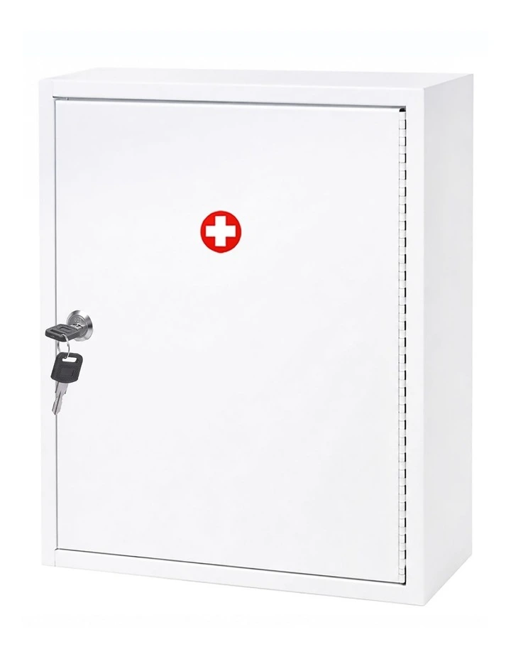 Levede Medicine Storage Box Lockable 3-Tier Wall Cabinet Alloy Steel White image 1