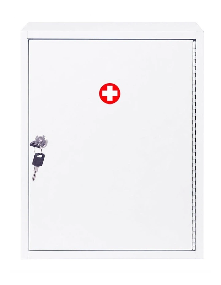 Levede Medicine Storage Box Lockable 3-Tier Wall Cabinet Alloy Steel White image 2