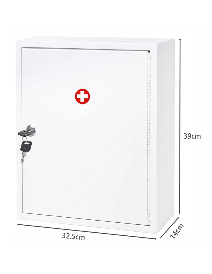 Levede Medicine Storage Box Lockable 3-Tier Wall Cabinet Alloy Steel White image 3