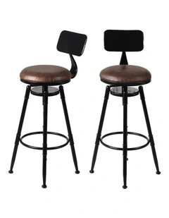 Levede 4pcs Bar Stool Kitchen Wooden Leather Barstools Industrial Swivel Chairs