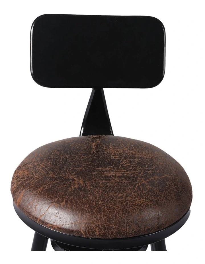 Levede 4pcs Bar Stool Kitchen Wooden Leather Barstools Industrial Swivel Chairs image 3