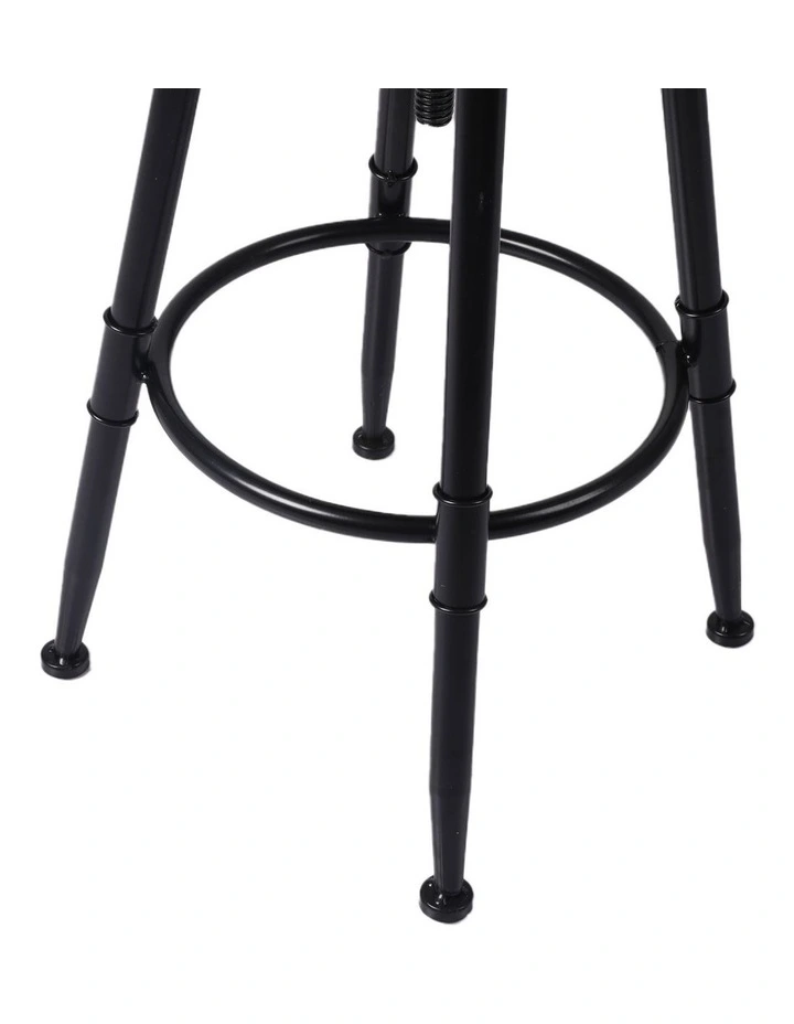 Levede 4pcs Bar Stool Kitchen Wooden Leather Barstools Industrial Swivel Chairs image 4