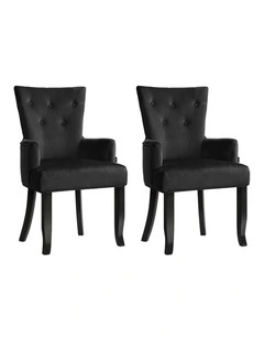 2x Artiss Dining Chairs Velvet French Provincial Armchair Black