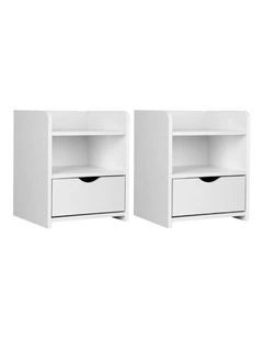 Artiss 2X Bedside Table 1 Drawer with Shelf - FARA White