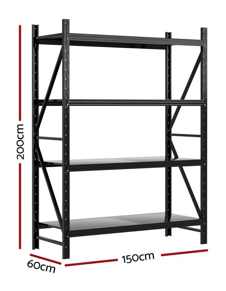 2Mx1.5M Giantz Garage Shelving Warehouse Rack Black image 4