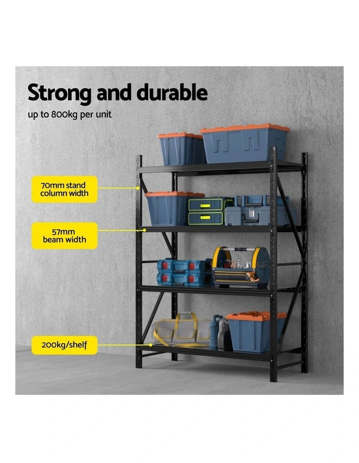 2Mx1.5M Giantz Garage Shelving Warehouse Rack Black image 5