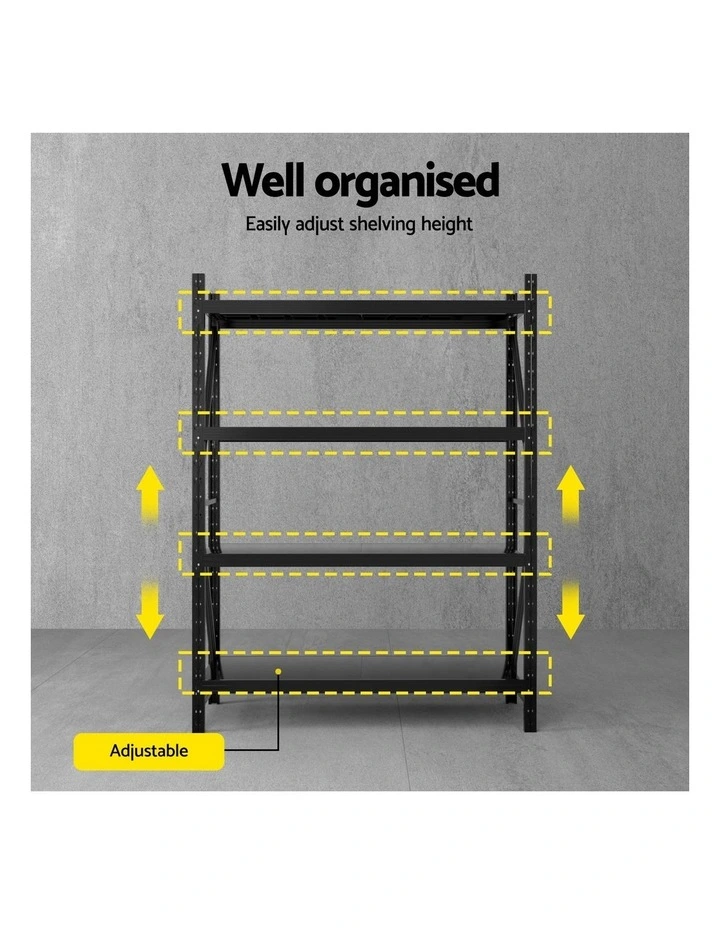 2Mx1.5M Giantz Garage Shelving Warehouse Rack Black image 6