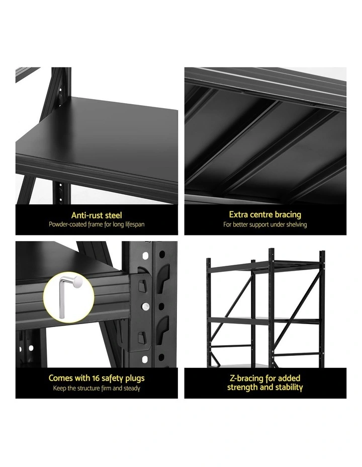 2Mx1.5M Giantz Garage Shelving Warehouse Rack Black image 7