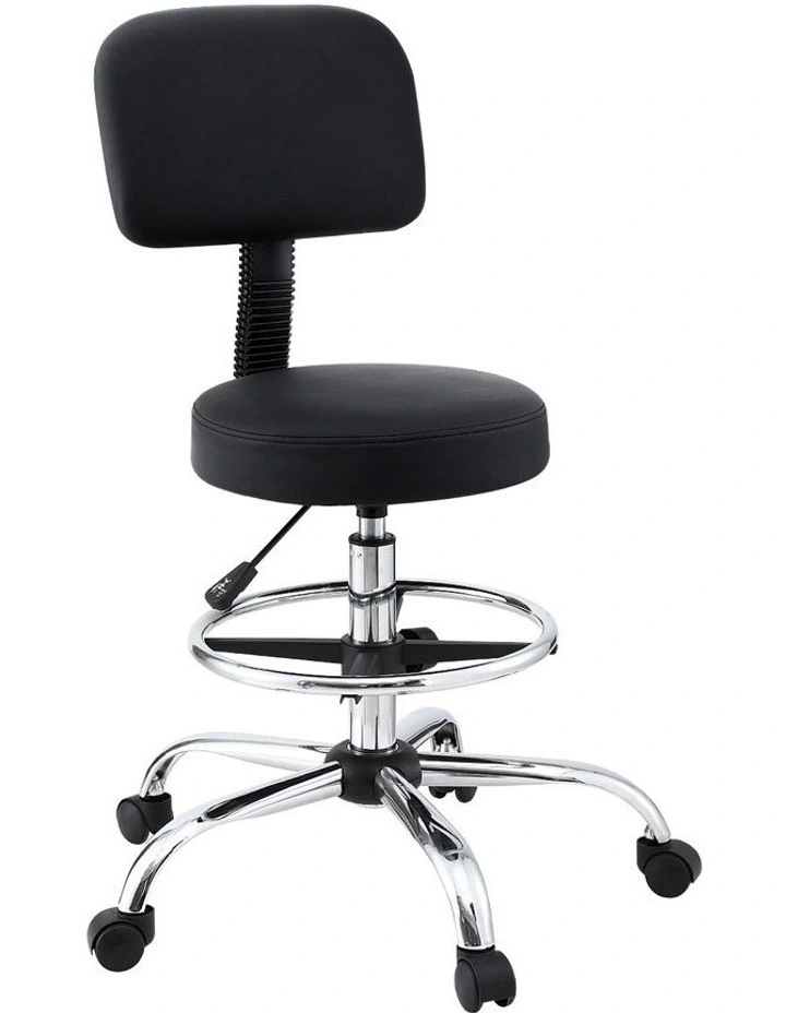 Artiss Office Chair Drafting Computer Standing Desk Chairs Ergonomic PU Black image 1