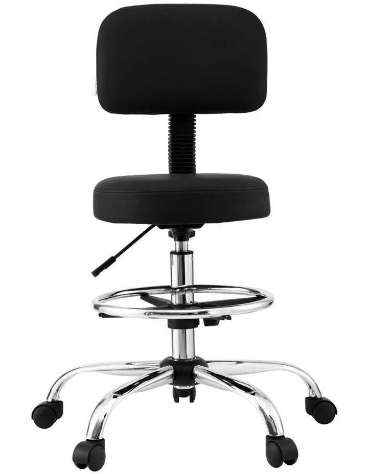 Artiss Office Chair Drafting Computer Standing Desk Chairs Ergonomic PU Black image 2