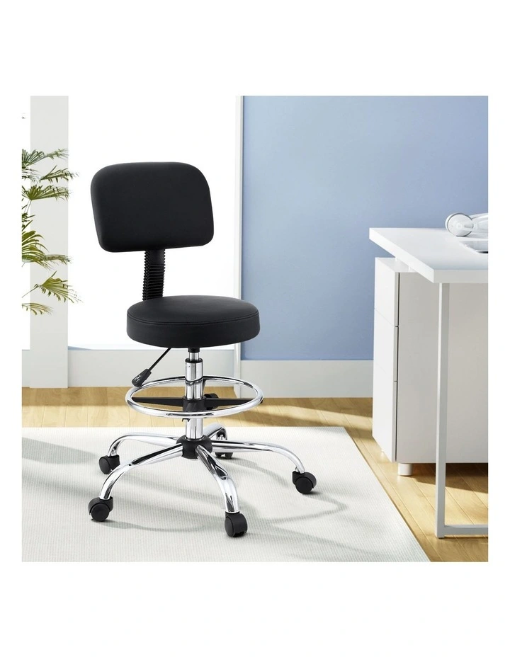 Artiss Office Chair Drafting Computer Standing Desk Chairs Ergonomic PU Black image 3