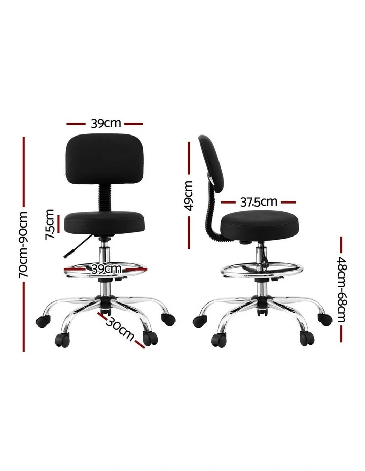 Artiss Office Chair Drafting Computer Standing Desk Chairs Ergonomic PU Black image 4
