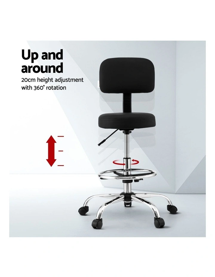 Artiss Office Chair Drafting Computer Standing Desk Chairs Ergonomic PU Black image 5