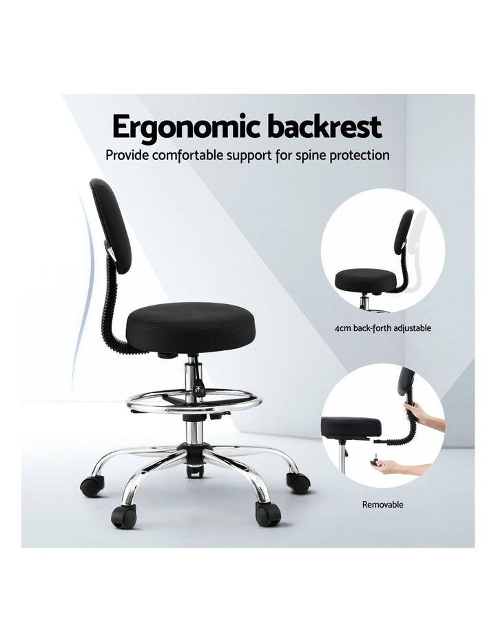 Artiss Office Chair Drafting Computer Standing Desk Chairs Ergonomic PU Black image 6