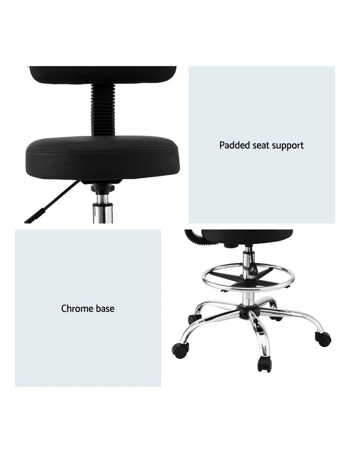 Artiss Office Chair Drafting Computer Standing Desk Chairs Ergonomic PU Black image 7