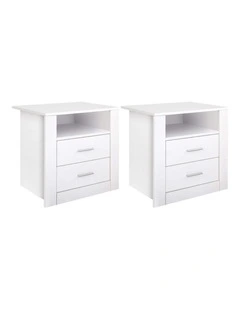 Artiss 2 X Bedside Table 2 Drawers with Shelf - TARA White