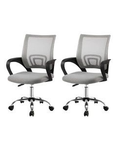 Artiss 2x Mesh Office Chair Mid Back Grey