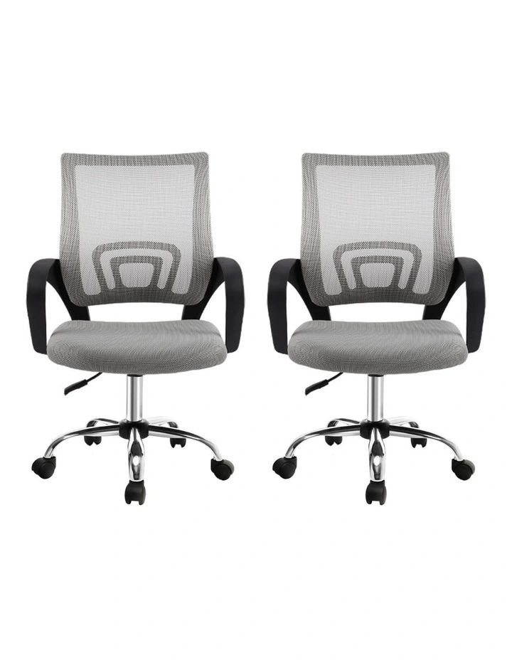 Artiss 2x Mesh Office Chair Mid Back Grey image 2