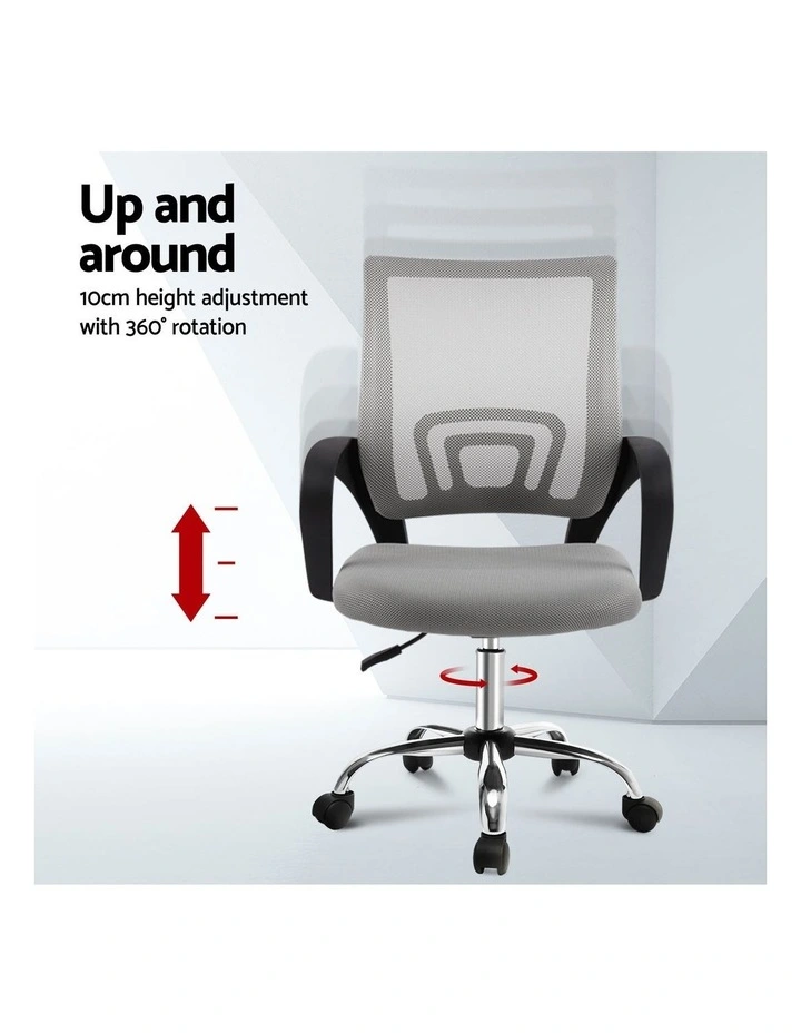 Artiss 2x Mesh Office Chair Mid Back Grey image 5