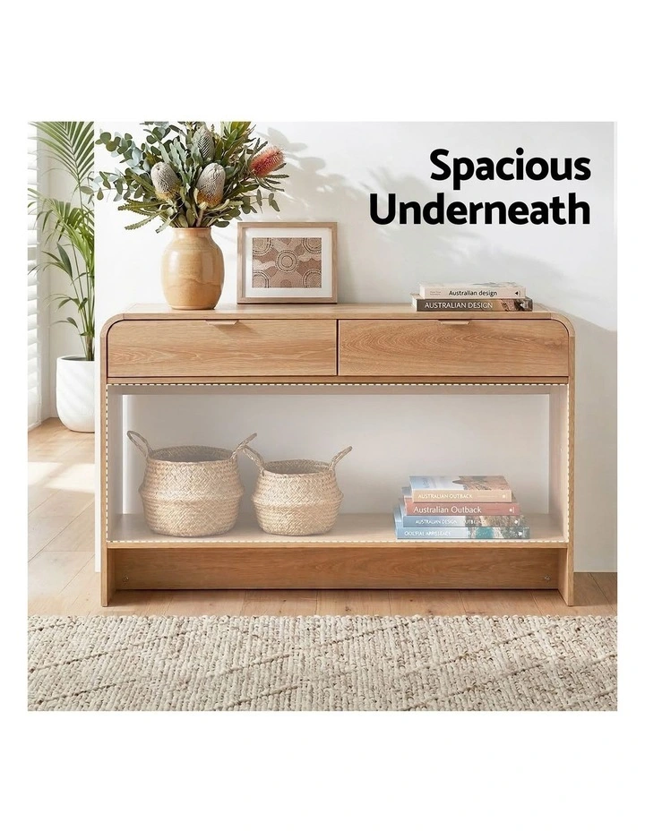 Artiss Console Table Hallway Entryway Storage Drawer Shelf Curved Edge 120CM Pine image 7