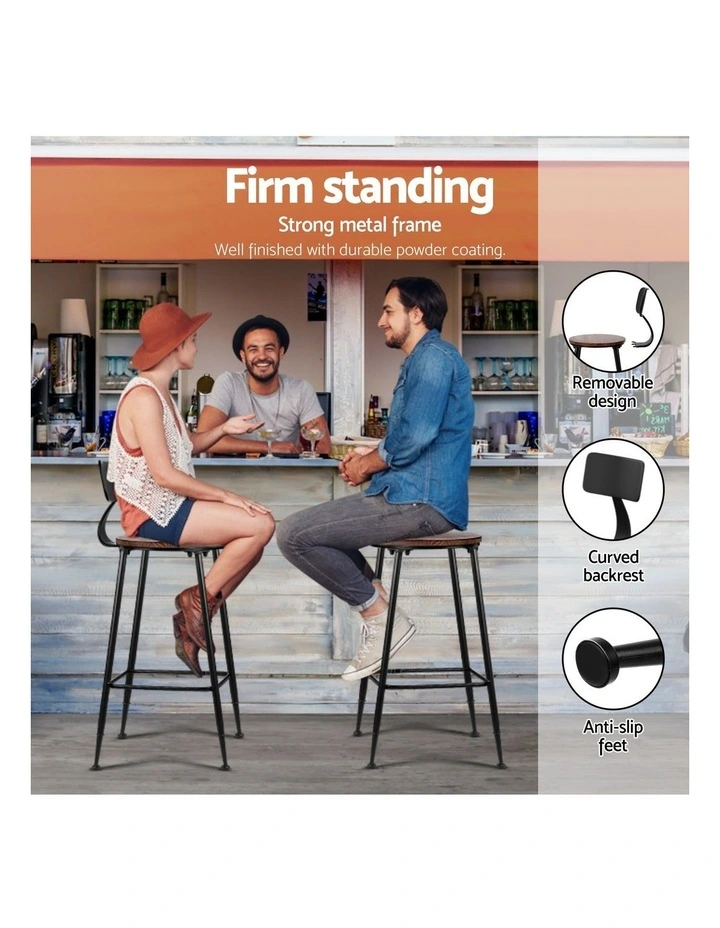 Artiss Bar Table and Stools Set Dining Desk Kitchen Chairs Cafe Pub image 6